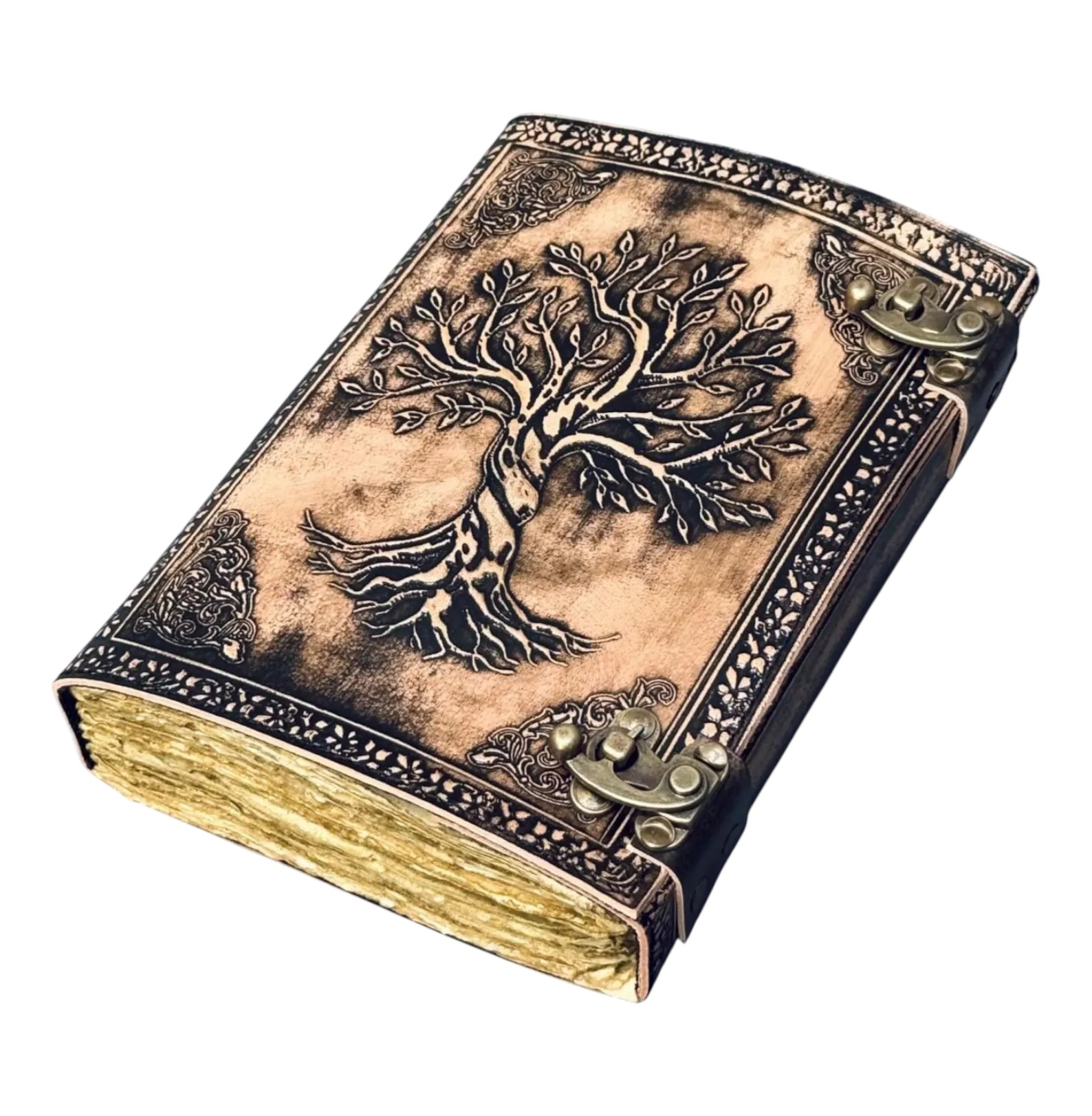 Tree of Life Leather Journal | Handmade Vintage A5 Notebook | 2 X Color Choices | Vintage Paper | 2x Brass Locks | Personalised