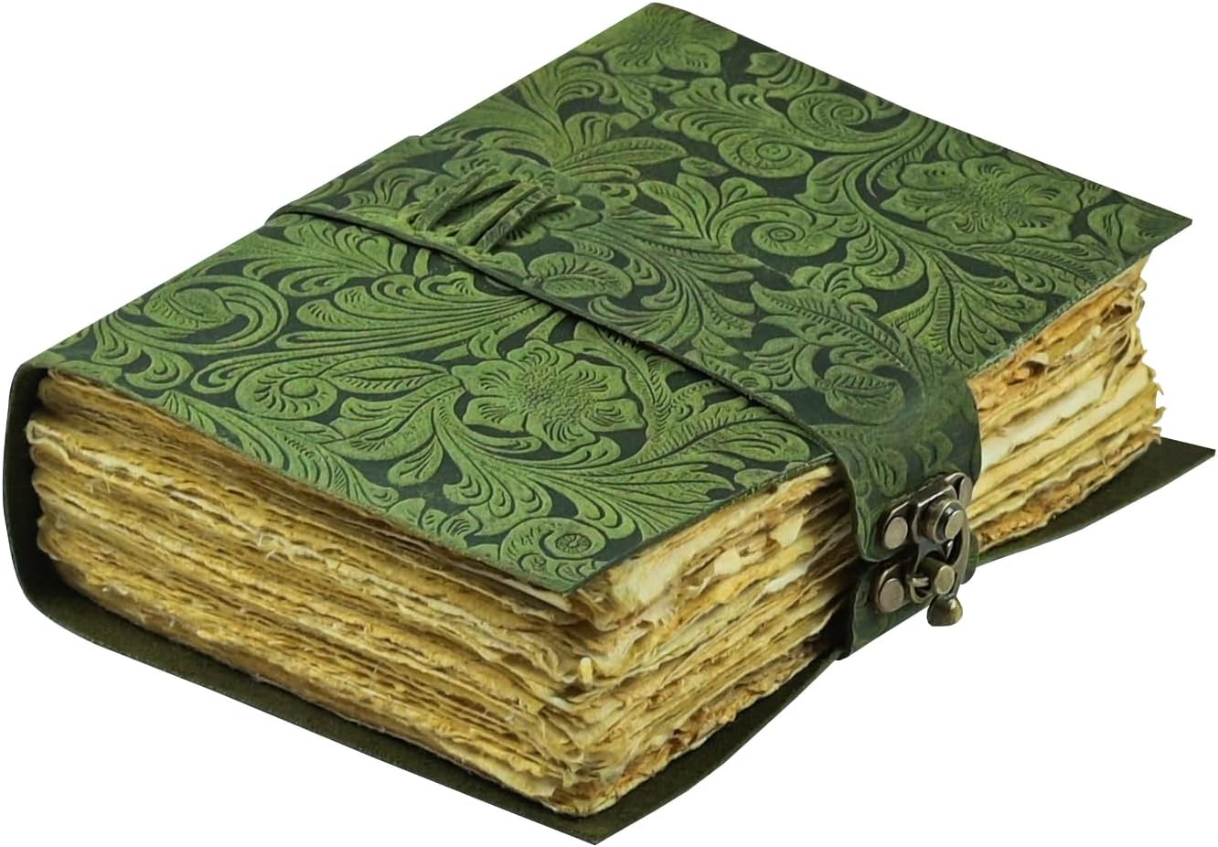 Leather Journal - Antique Handmade Deckle Edge Vintage Paper Leather Bound Journal - Book of Shadows Journal - Leather Sketchbook - Drawing Journal - Great Gift
